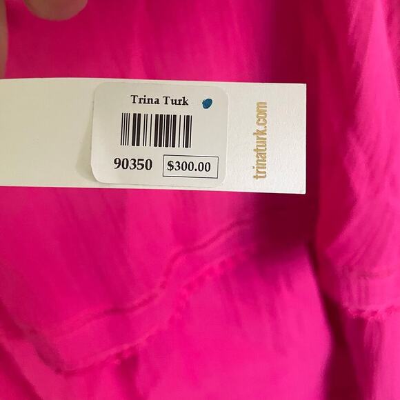 NWT Trina Turk Narcissus Fuchsia Silk Blend Hot Pink Layered Sundress Size 4 - Picture 5 of 9